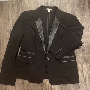 Guess Black Blazer with Leather Details